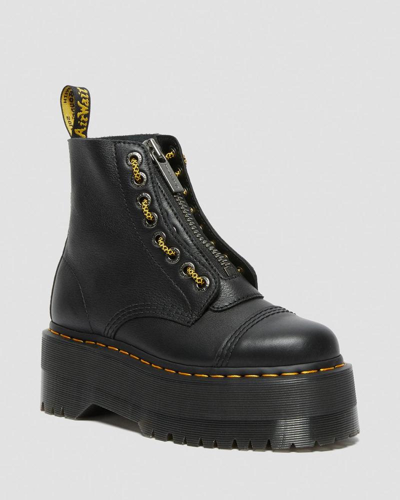 Women\'s Dr Martens Sinclair Max Pisa Leather Platform Boots Black | AU 256JPQ